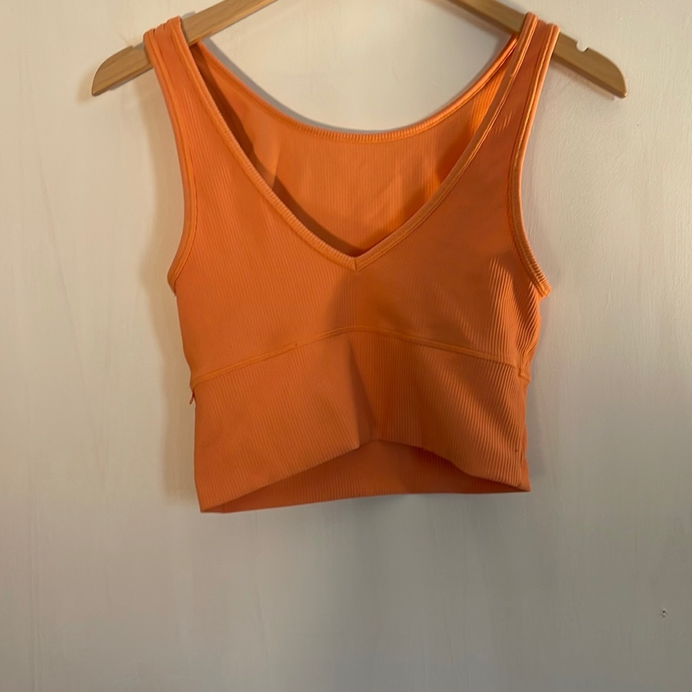 Orange Lululemon reversible ribbed crop top